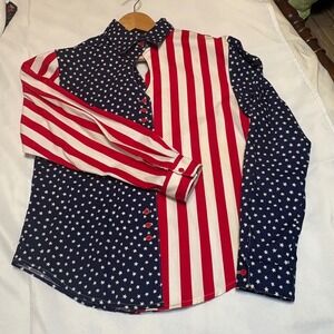 Vintage Roughrider CircleT American Flag Western Shirt Stars & Bars Patriotic 5